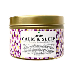 Areté Calm & Sleep Tea 236g, Specialty Teas in Canister | Lavender, Chamomile, Rose Buds, Blue Butterfly Pea