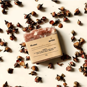 Areté Rose Organic Rice Soap 120g | Carefully Handcrafted Artisanal Soap Made With Essential Oils