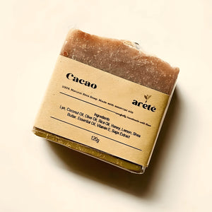 Areté Cacao Organic Rice Soap 120g | Carefully Handcrafted Artisanal Soap Made With Essential Oils