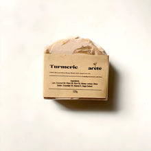 Load image into Gallery viewer, Areté Turmeric Organic Rice Soap 120g | Carefully Handcrafted Artisanal Soap Made With Essential Oils
