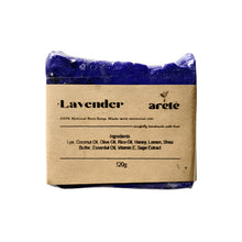 Load image into Gallery viewer, Areté Lavender Organic Rice Soap 120g | Carefully Handcrafted Artisanal Soap Made With Essential Oils
