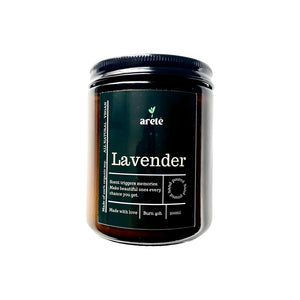 Areté Lavender Hand Poured Scented Soy Candle | All Natural, Vegan, Made of 100% Organic Soy