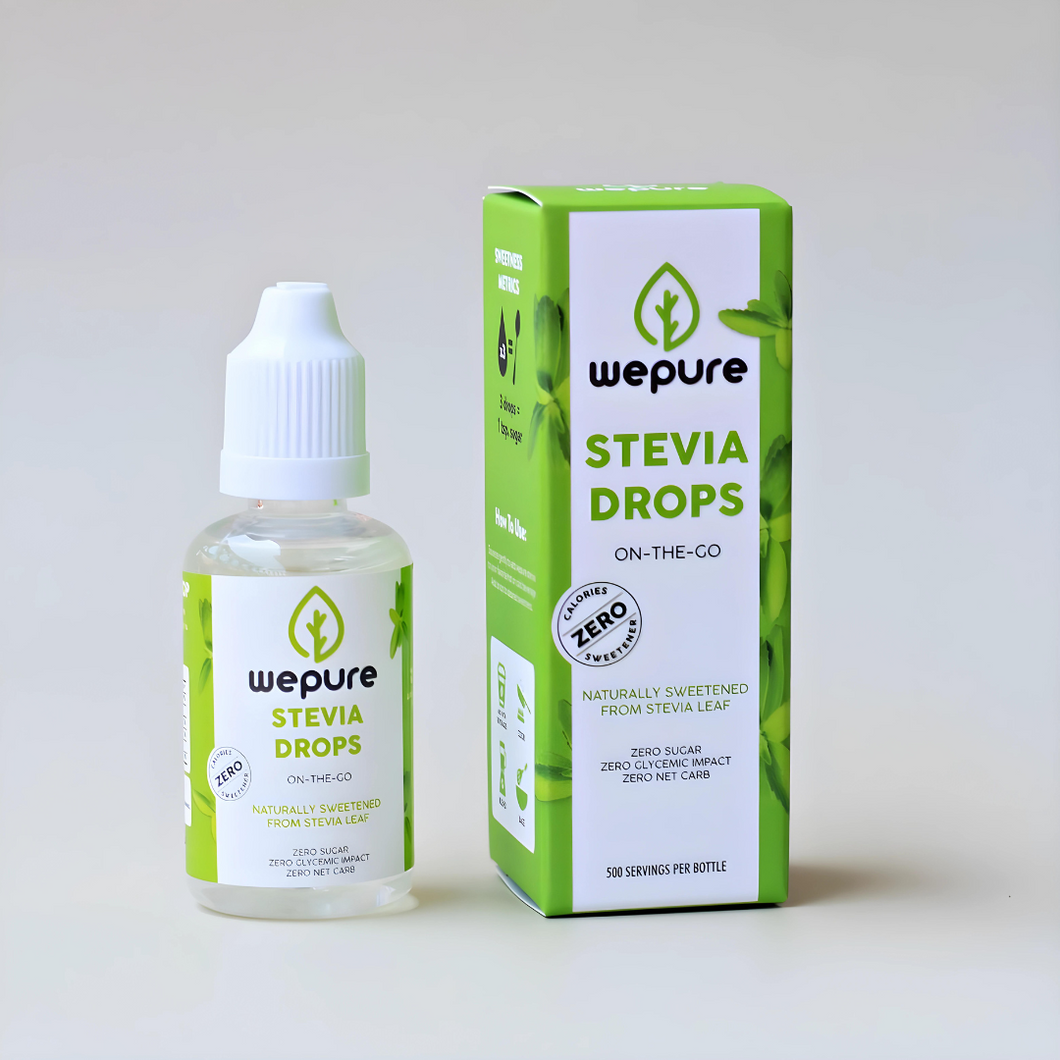 wepure Stevia Drops Natural Liquid Sweetener 30ml | 500 Servings Per Bottle, Zero Calories, Sugar, Glycemic Impact, Net Carb