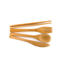 Load image into Gallery viewer, Zero Waste PH 4-in-1 Bamboo Cutlery Set (Spoon, Fork, Knife, Chopsticks) - 1 Set

