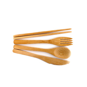 Zero Waste PH 4-in-1 Bamboo Cutlery Set (Spoon, Fork, Knife, Chopsticks) - 1 Set