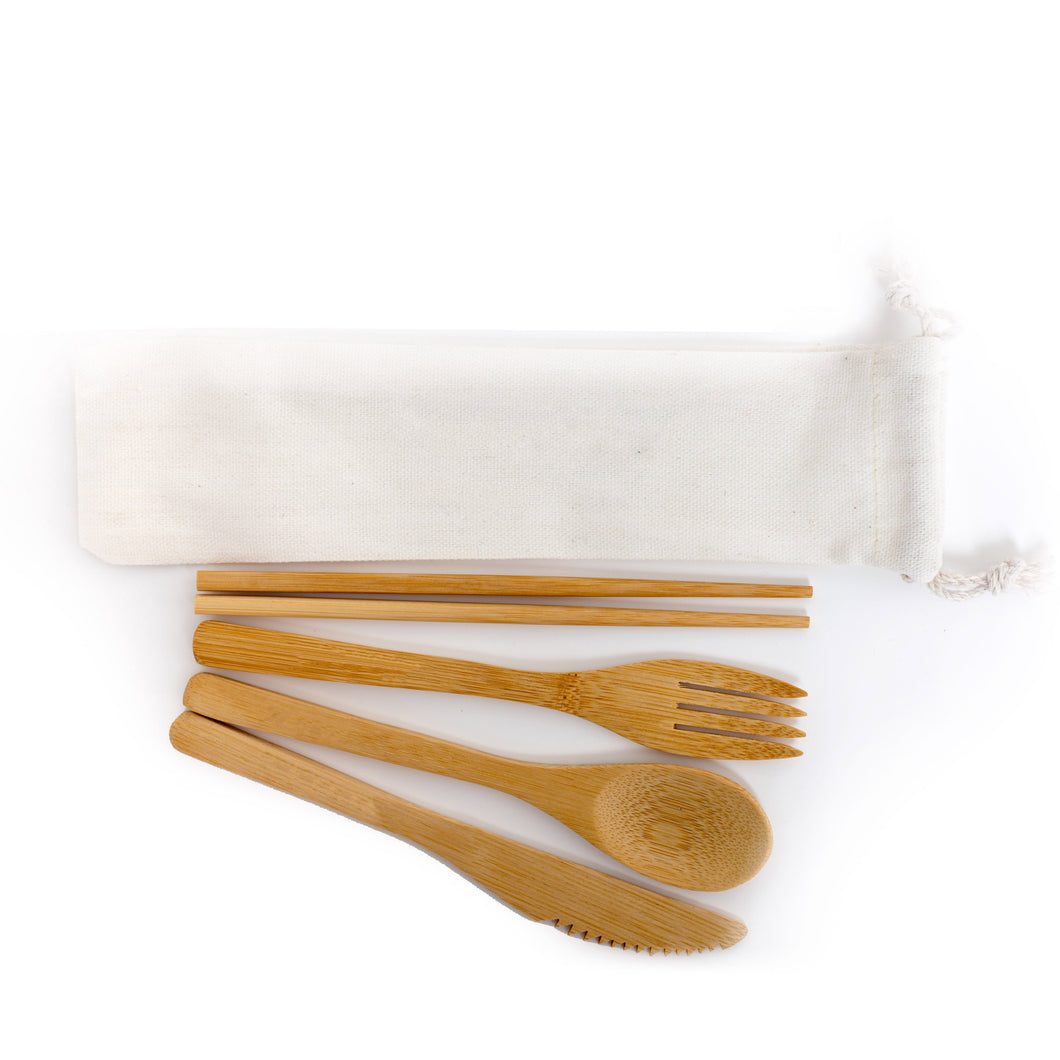 Zero Waste PH 4-in-1 Bamboo Cutlery Set (Spoon, Fork, Knife, Chopsticks) - 1 Set