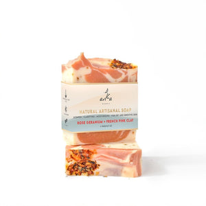 Arka Naturals Rose Geranium + French Pink Clay Natural Handcrafted Artisanal Soap | Scented 140g