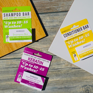 Ecowash Complete Set | Keratin Shampoo and Conditioner Bar, Aloe Vera and Coconut Shampoo Bar, Jojoba and Shea Butter Conditioner Bar