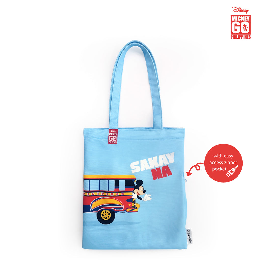 Zippies Lab Mickey Jeepney Series Reusable Tote Bag with Side Zipper Pocket