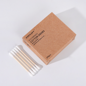 Eco-Friendly Cotton Swabs Bamboo Cotton Buds in Kraft Box - 100 Pieces