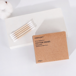 Eco-Friendly Cotton Swabs Bamboo Cotton Buds in Kraft Box - 100 Pieces