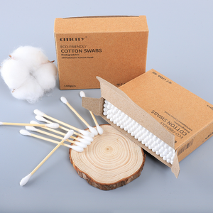 Eco-Friendly Cotton Swabs Bamboo Cotton Buds in Kraft Box - 100 Pieces