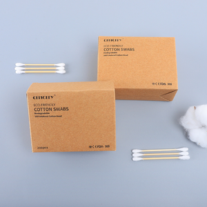 Eco-Friendly Cotton Swabs Bamboo Cotton Buds in Kraft Box - 100 Pieces