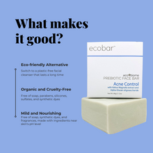Load image into Gallery viewer, Ecobar PH eco+biome Acne Control Prebiotic Face Bar
