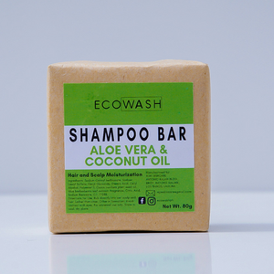 Ecowash Aloe Vera and Coconut Oil Shampoo Bar for Hair and Scalp Moisturization 80g