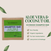 Load image into Gallery viewer, Ecowash Aloe Vera and Coconut Oil Shampoo Bar for Hair and Scalp Moisturization 80g
