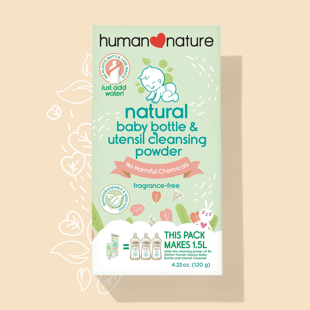 Human Nature Natural Fragrance-Free Baby Bottle and Utensil Cleansing Powder 120g (Makes 1.5L)