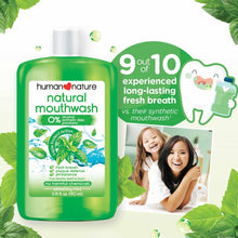 Load image into Gallery viewer, Human Nature Natural Mouthwash Refreshing Mint with Triple Protect Action 400ml

