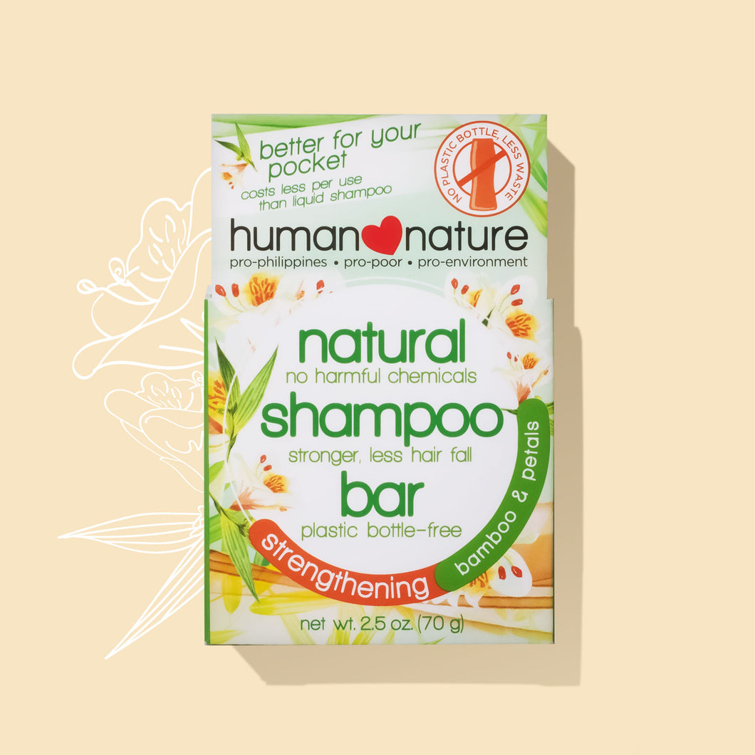 Human Nature Natural Strengthening Shampoo Bar Bamboo and Petals | Stronger Hair, Less Hair Fall