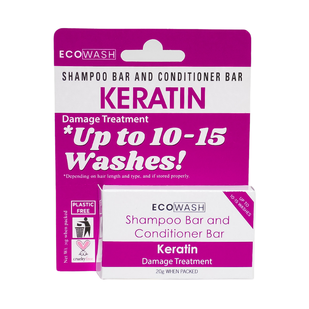 Ecowash Keratin Shampoo and Conditioner Bar for Damage Treatment | Up to 10-15 Washes 20g