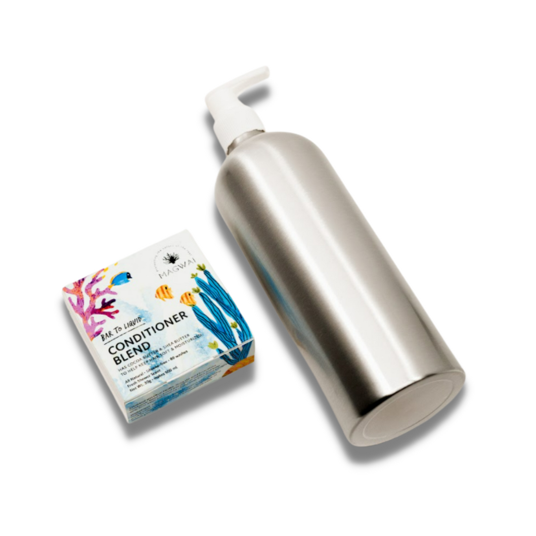 MAGWAI Conditioner Blend and Aluminum Refillable Pump Bottle Bundle