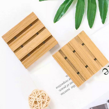 Load image into Gallery viewer, Mini Wooden Tile Soap Dish Bamboo Rack for Soap Storage - 1 Piece
