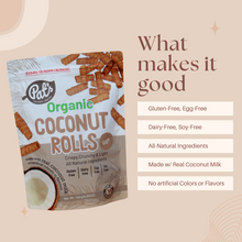 Load image into Gallery viewer, Pat’s Organic Snacks Organic Coconut Rolls Ginger Flavor 140g
