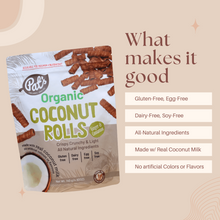 Load image into Gallery viewer, Pat’s Organic Snacks Organic Coconut Rolls Ginger &amp; Cinnamon Flavor 140g
