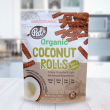 Load image into Gallery viewer, Pat’s Organic Snacks Organic Coconut Rolls Ginger &amp; Cinnamon Flavor 140g
