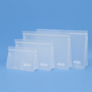 Slidr PH Reusable Stand Up Storage Bags With Double Lock Seal Sampler (Set of 4)