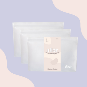 Slidr PH Reusable Stand Up Storage Bags With Double Lock Seal - Large (Pack of 3)