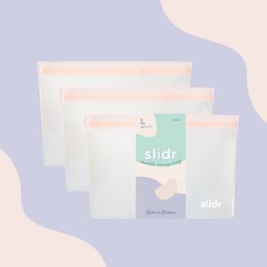 Slidr PH Reusable Stand Up Storage Bags With Double Lock Seal - Large (Pack of 3)