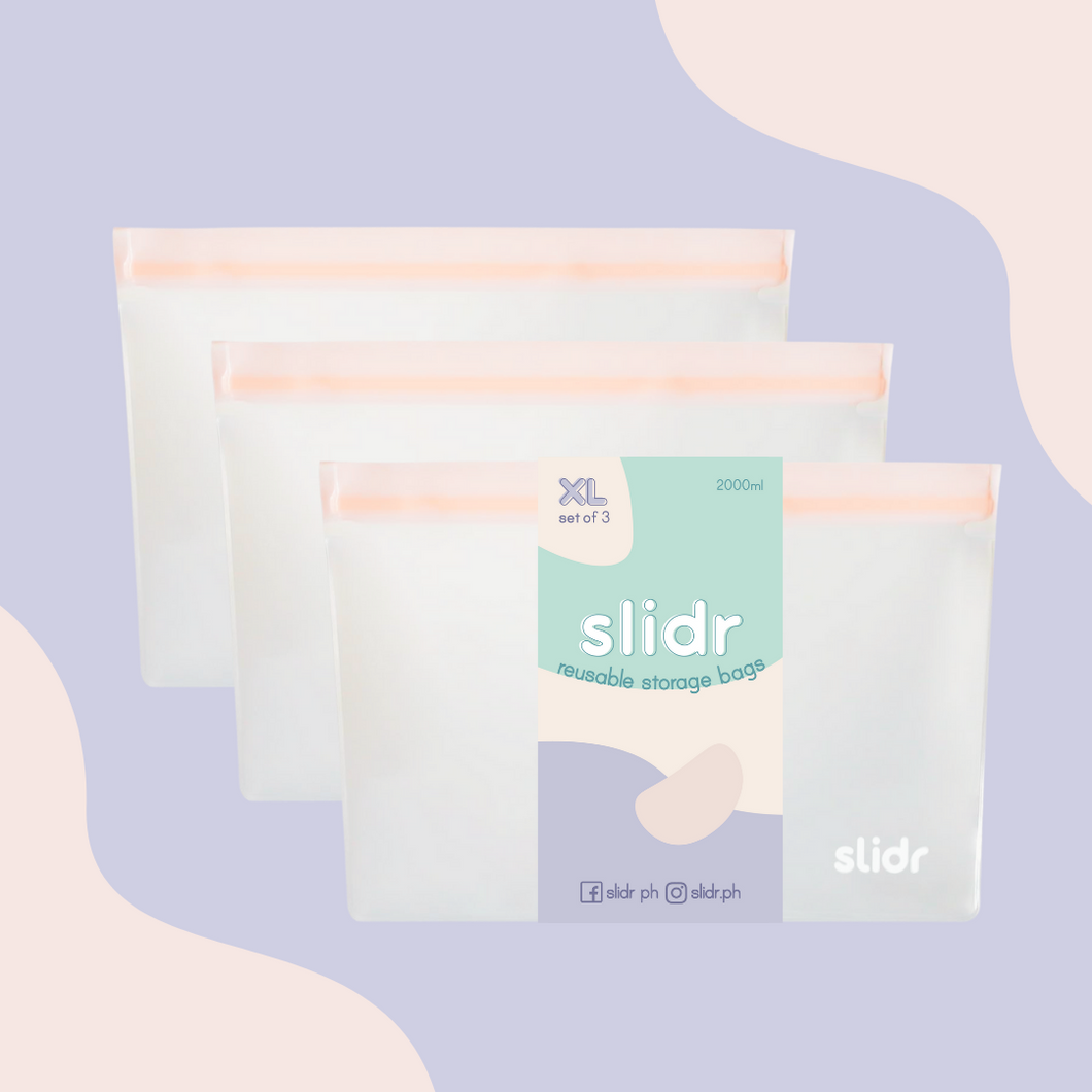 Slidr PH Reusable Stand Up Storage Bags With Double Lock Seal - Extra Large (Pack of 3)