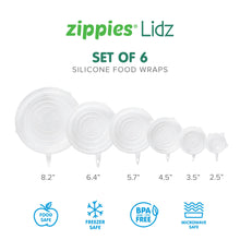 Load image into Gallery viewer, Zippies Lab Lidz Reusable Silicone Stretch Lids in Box (Set of 6)
