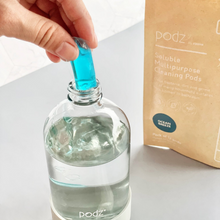 Load image into Gallery viewer, Zippies Lab Podz Soluble Multipurpose Antibacterial Cleaning Pods Starter Kit: Pouch of 12 Pods + Spray Bottle
